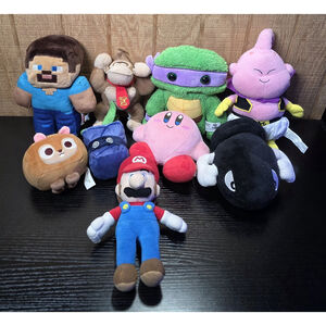 Lot of 8 Plush Toy Figures Nintendo Minecraft TMNT Kirby Mario Character Collect